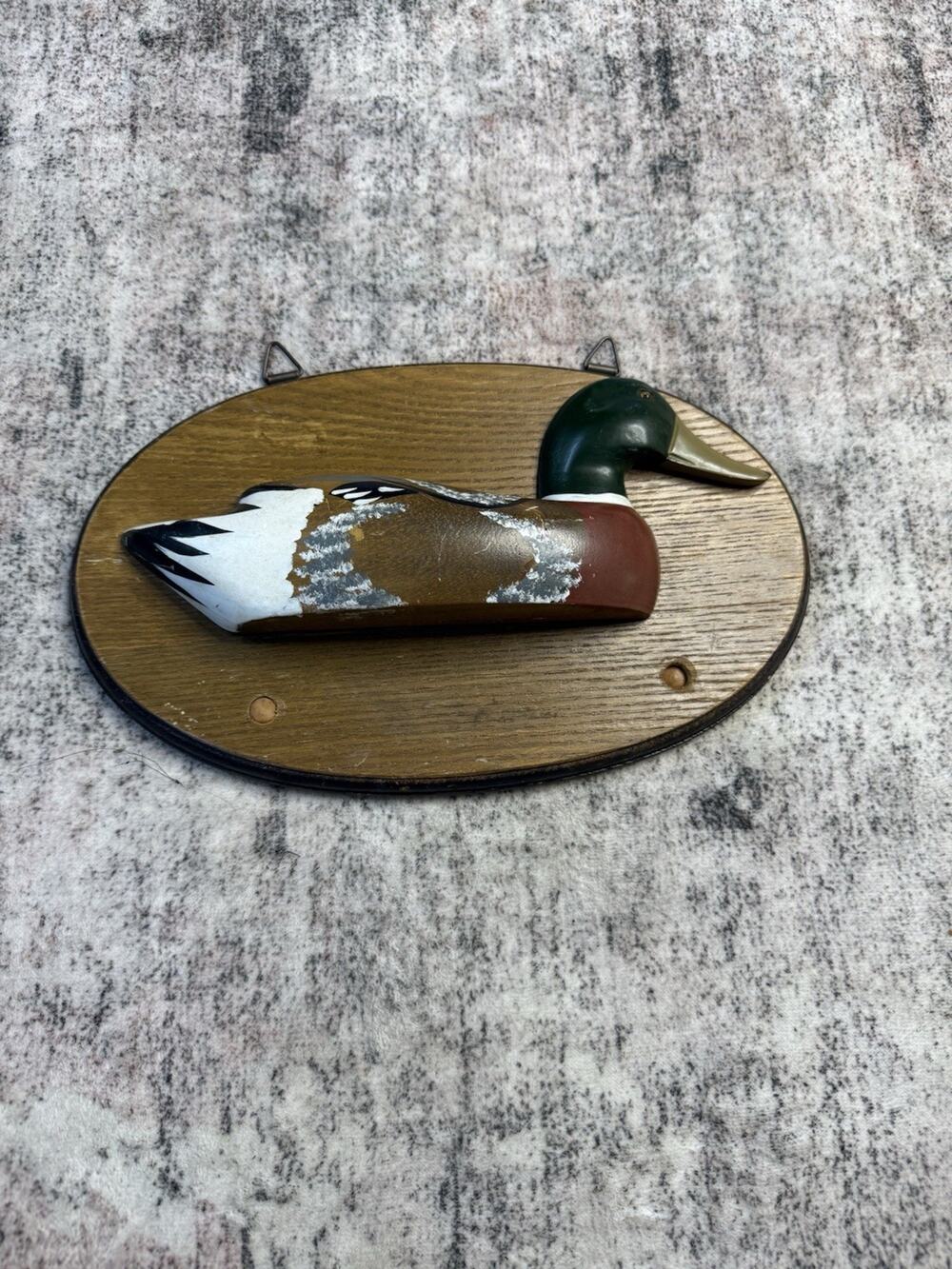 VTG Carved Duck Decoy Mallard Wood Wall Plaque Man Cave Cabin Lodge Decor